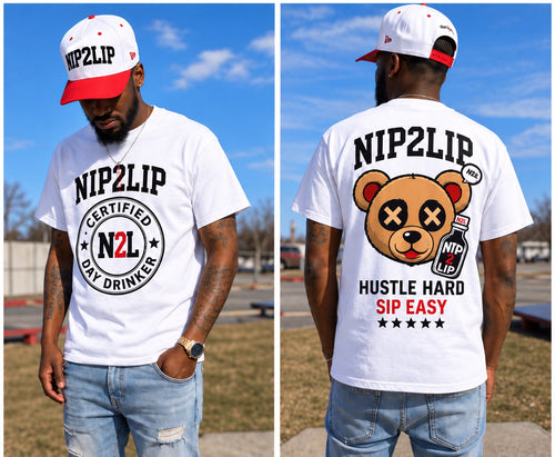 Certified Day Drinker - White, lifestyle front and back